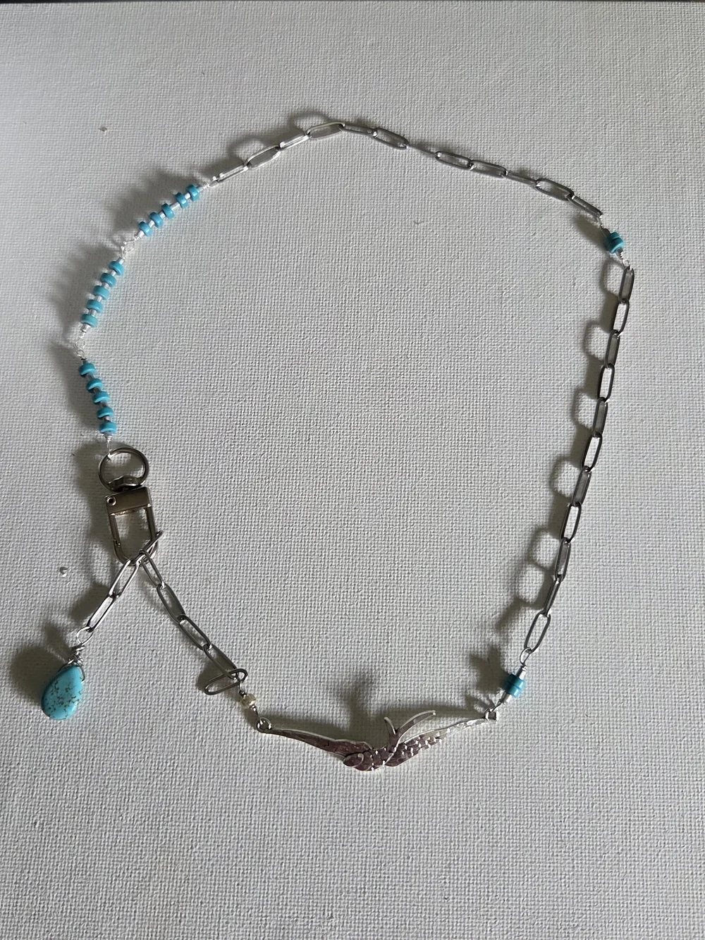 Unisex Soaring Bird Turquoise Necklace